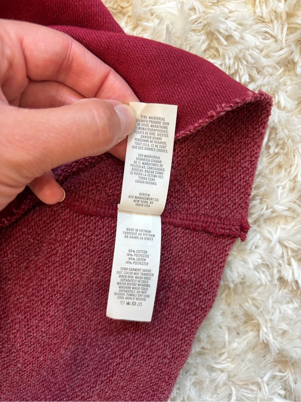 Aerie Red Oversized Cropped Turtleneck Sweatshirt, Medium - Picture 6 of 10